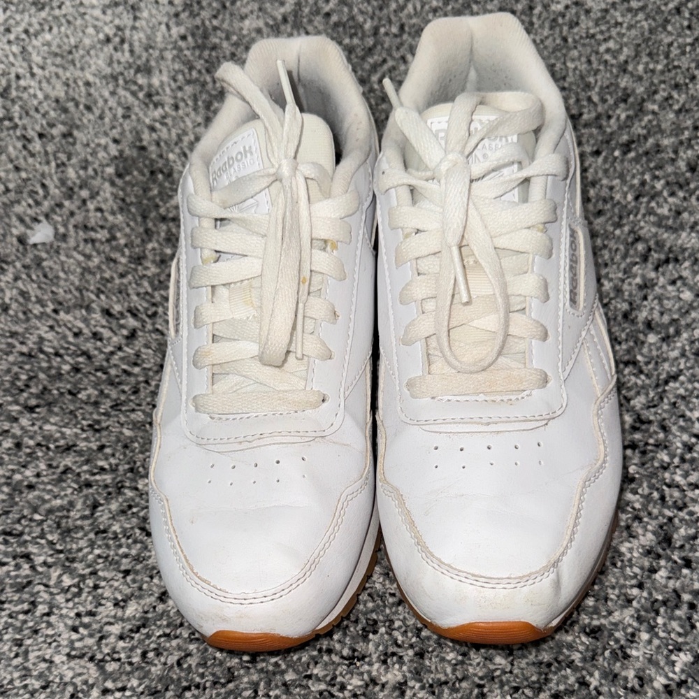 Reebok White Leather Sneakers with Gum Accents